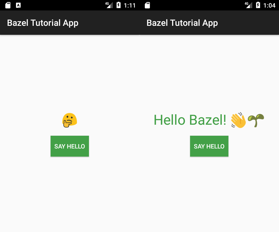 Tutorial app button greeting Button greeting